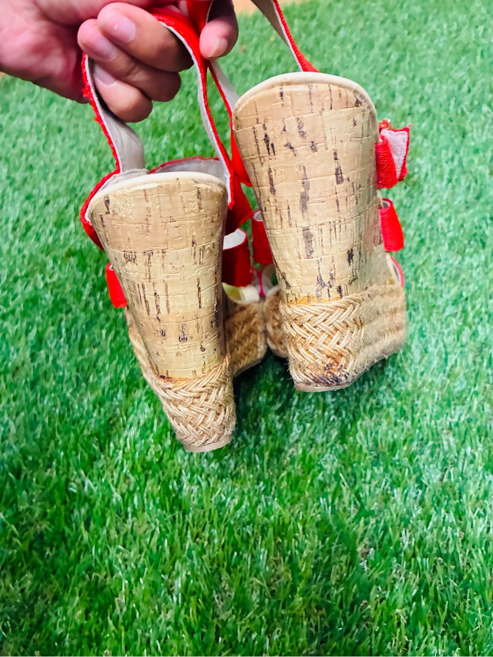 Coach Red Canvas Espadrille Wedge Sandals – Logo Strap – Size 7 - Picture 5 of 7